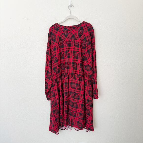 [Torrid] Disney Red Black Mickey Mouse Tartan Plaid Button Front Shirt Dress 5X - Picture 3 of 10